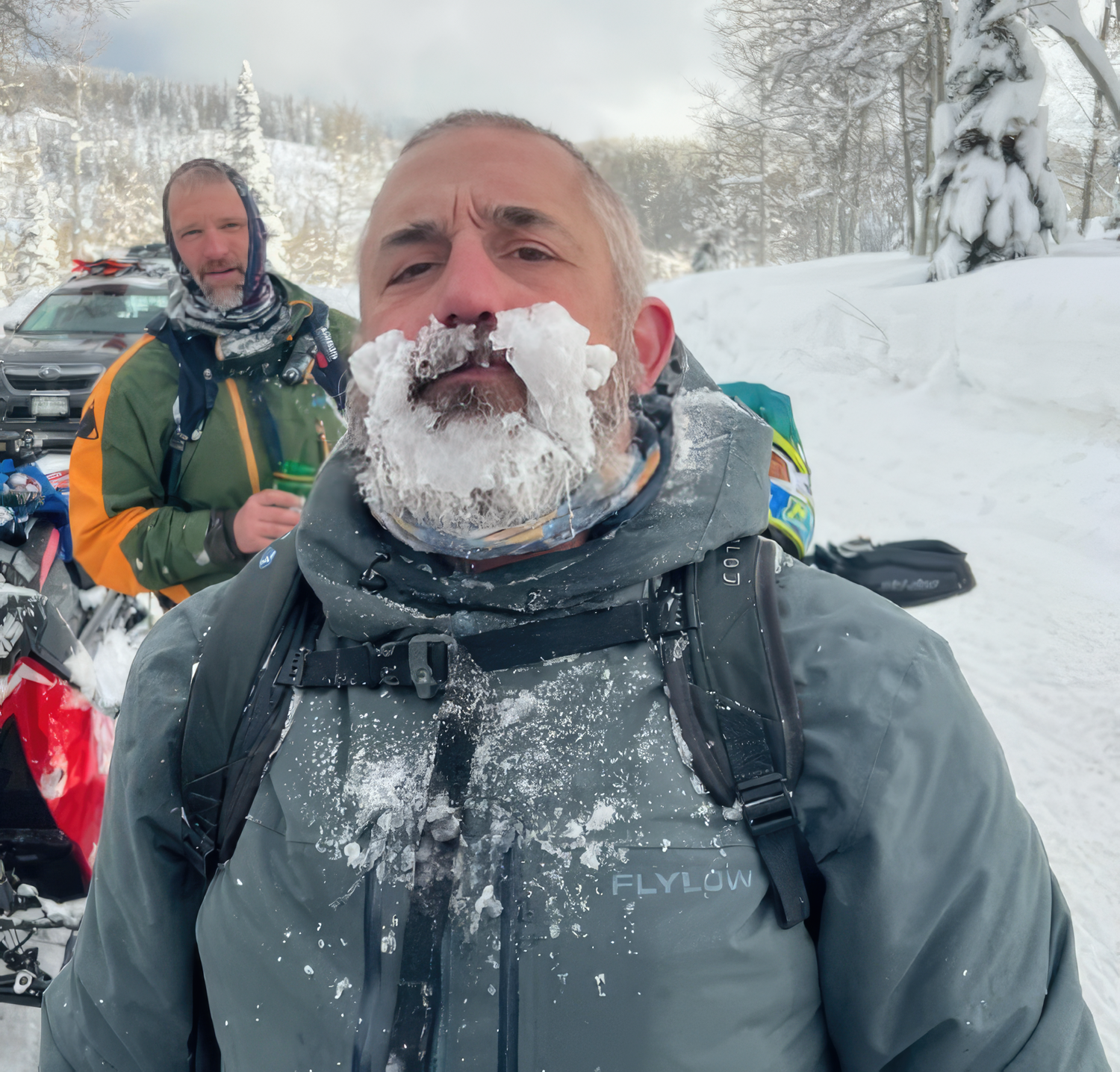 Dave Mars with a snow-covered beard during a winter outing